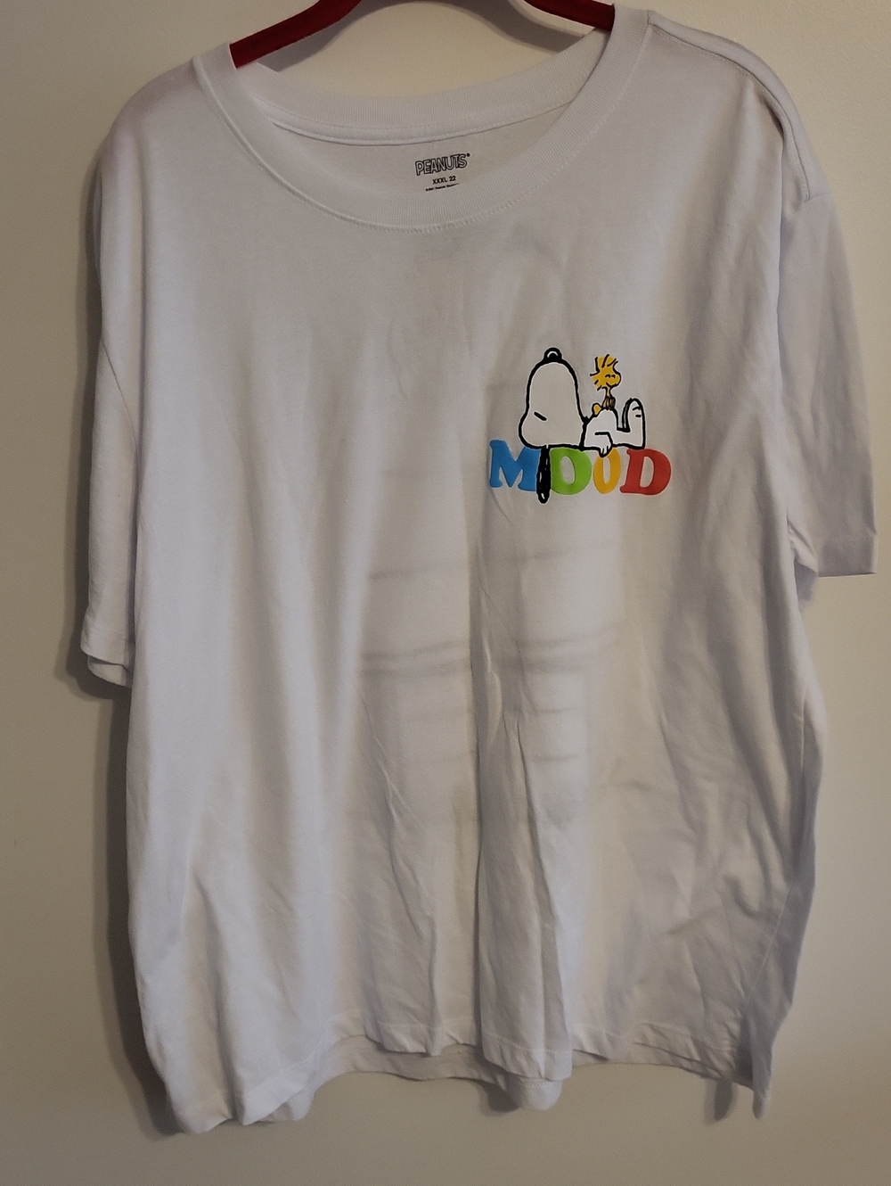 Peanuts XXXL 22 White  T-Shirt with Snoopy & Woodstock Color Block Letters